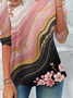Damen Geblümt Langarm T-Shirts T-Shirt Rundhals Lässig Frühling/Herbst Tunika Oberteile