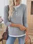Damen Unifarben Langarm T-Shirts T-Shirt V-Ausschnitt Lässig Frühling/Herbst Oberteile