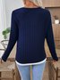 Damen Unifarben Langarm T-Shirts T-Shirt V-Ausschnitt Lässig Frühling/Herbst Oberteile