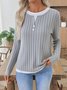 Damen Unifarben Langarm T-Shirts T-Shirt V-Ausschnitt Lässig Frühling/Herbst Oberteile