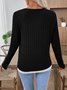 Damen Unifarben Langarm T-Shirts T-Shirt V-Ausschnitt Lässig Frühling/Herbst Oberteile
