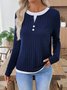 Damen Unifarben Langarm T-Shirts T-Shirt V-Ausschnitt Lässig Frühling/Herbst Oberteile