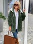 Damen Winter Oberbekleidung Retro Unifarben Langarm Fleecemantel mit Schalkragen