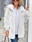 Damen Winter Oberbekleidung Retro Unifarben Langarm Fleecemantel mit Schalkragen