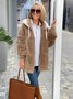 Damen Winter Oberbekleidung Retro Unifarben Langarm Fleecemantel mit Schalkragen