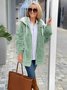Damen Winter Oberbekleidung Retro Unifarben Langarm Fleecemantel mit Schalkragen