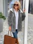 Damen Winter Oberbekleidung Retro Unifarben Langarm Fleecemantel mit Schalkragen