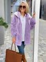 Damen Winter Oberbekleidung Retro Unifarben Langarm Fleecemantel mit Schalkragen