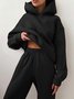 Damen Unifarben Nahtverarbeitung Zweiteiliges Set Täglich Langarm Lässig Frühling/Herbst Bluse mit Hose Matching Set