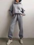Damen Unifarben Nahtverarbeitung Zweiteiliges Set Täglich Langarm Lässig Frühling/Herbst Bluse mit Hose Matching Set