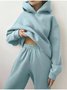 Damen Unifarben Nahtverarbeitung Zweiteiliges Set Täglich Langarm Lässig Frühling/Herbst Bluse mit Hose Matching Set