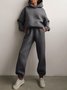 Damen Unifarben Nahtverarbeitung Zweiteiliges Set Täglich Langarm Lässig Frühling/Herbst Bluse mit Hose Matching Set