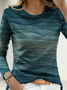 Damen Abstrakt Langarm T-Shirts T-Shirt Rundhals Print Lässig Frühling/Herbst T-Shirt mit Grafik Oberteile