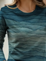 Damen Abstrakt Langarm T-Shirts T-Shirt Rundhals Print Lässig Frühling/Herbst T-Shirt mit Grafik Oberteile