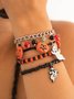 Halloween Lustig Schädel Reis Korn Armband Set Persönlichkeit Teufel Ösen Glasur die Fledermaus mehrschichtig Armband