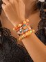 Halloween Lustig Schädel Reis Korn Armband Set Persönlichkeit Teufel Ösen Glasur die Fledermaus mehrschichtig Armband