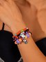 Halloween Lustig Schädel Reis Korn Armband Set Persönlichkeit Teufel Ösen Glasur die Fledermaus mehrschichtig Armband