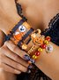 Halloween Lustig Schädel Reis Korn Armband Set Persönlichkeit Teufel Ösen Glasur die Fledermaus mehrschichtig Armband