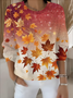 Damen Verlaufsmuster Winter Retro Langarm Rundhals Pullover