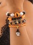 Halloween Lustig Schädel Reis Korn Armband Set Persönlichkeit Teufel Ösen Glasur die Fledermaus mehrschichtig Armband