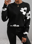 Damen Geblümt Print Frühling/Herbst Lässig Langarm Rundhals Pullover