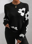 Damen Geblümt Print Frühling/Herbst Lässig Langarm Rundhals Pullover