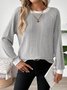 Damen Unifarben Langarm T-Shirts T-Shirt Rundhals Lässig Frühling/Herbst Oberteile