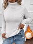 Damen Unifarben Langarm T-Shirts T-Shirt Rollkragen Retro Frühling/Herbst Oberteile