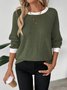Damen Unifarben Langarm T-Shirts T-Shirt Rundhals Lässig Frühling/Herbst Oberteile