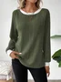 Damen Unifarben Langarm T-Shirts T-Shirt Rundhals Lässig Frühling/Herbst Oberteile