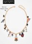 Neu Halloween Zubehör Nische Katze Geist Kürbis hochwertig Schmuck Schlüsselbein Kette Damen Pendant Licht Luxuriös Halskette