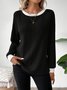 Damen Unifarben Langarm T-Shirts T-Shirt Rundhals Lässig Frühling/Herbst Oberteile