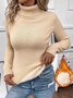 Damen Unifarben Langarm T-Shirts T-Shirt Rollkragen Retro Frühling/Herbst Oberteile