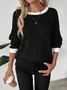 Damen Unifarben Langarm T-Shirts T-Shirt Rundhals Lässig Frühling/Herbst Oberteile