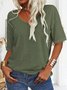 Damen Geblümt Kurzarm T-Shirts T-Shirt V-Ausschnitt Lässig Sommer Oberteile