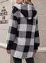 Damen Frühling/Herbst Oberbekleidung Retro Nahtverarbeitung Kariert Langarm Mit Kapuze Jacke