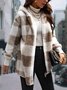 Damen Frühling/Herbst Oberbekleidung Retro Nahtverarbeitung Kariert Langarm Mit Kapuze Jacke