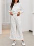 Damen Unifarben Nahtverarbeitung Zweiteiliges Set Täglich Langarm Lässig Frühling/Herbst Bluse mit Hose Matching Set