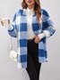 Damen Frühling/Herbst Oberbekleidung Retro Nahtverarbeitung Kariert Langarm Mit Kapuze Jacke