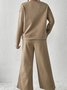 Damen Unifarben Nahtverarbeitung Zweiteiliges Set Täglich Langarm Lässig Frühling/Herbst Bluse mit Hose Matching Set