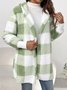Damen Frühling/Herbst Oberbekleidung Retro Nahtverarbeitung Kariert Langarm Mit Kapuze Jacke