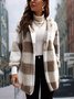 Damen Frühling/Herbst Oberbekleidung Retro Nahtverarbeitung Kariert Langarm Mit Kapuze Jacke