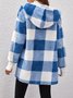 Damen Frühling/Herbst Oberbekleidung Retro Nahtverarbeitung Kariert Langarm Mit Kapuze Jacke