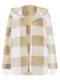 Damen Frühling/Herbst Oberbekleidung Retro Nahtverarbeitung Kariert Langarm Mit Kapuze Jacke