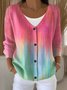 Damen Abstrakt Lässig Frühling/Herbst Print Strickjacke