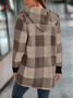 Damen Frühling/Herbst Oberbekleidung Retro Nahtverarbeitung Kariert Langarm Mit Kapuze Jacke