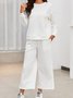 Damen Unifarben Nahtverarbeitung Zweiteiliges Set Täglich Langarm Lässig Frühling/Herbst Bluse mit Hose Matching Set