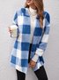Damen Frühling/Herbst Oberbekleidung Retro Nahtverarbeitung Kariert Langarm Mit Kapuze Jacke