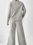Damen Unifarben Nahtverarbeitung Zweiteiliges Set Täglich Langarm Lässig Frühling/Herbst Bluse mit Hose Matching Set