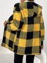Damen Frühling/Herbst Oberbekleidung Retro Nahtverarbeitung Kariert Langarm Mit Kapuze Jacke